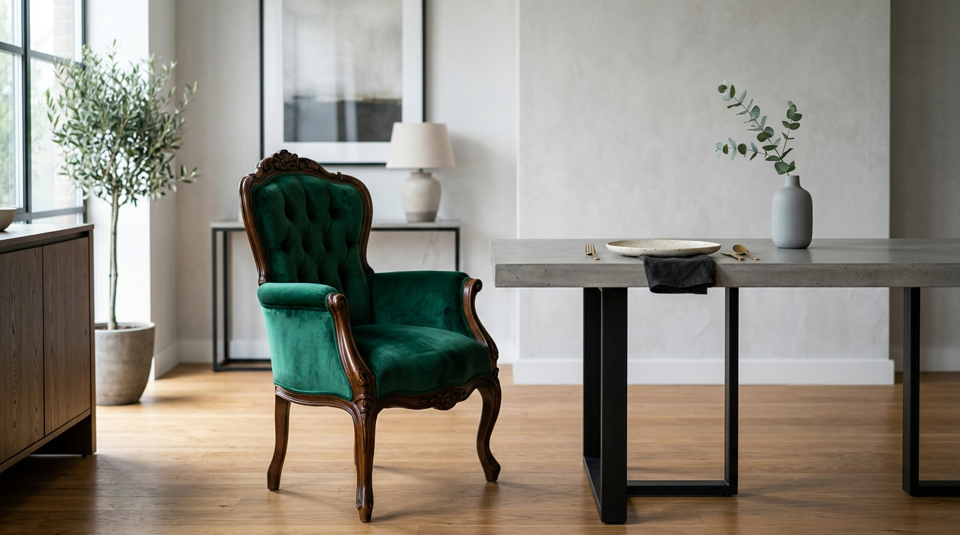 Emerald Green Velvet Chaise Baroque